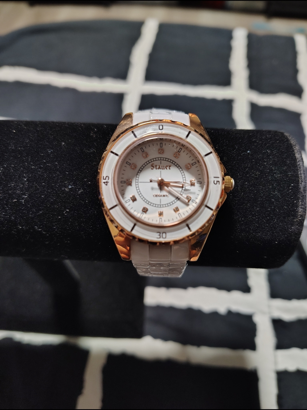 Stauer White and Rose Gold Ceramic Accent Watch